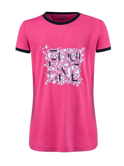 T-shirt casual ou d'entraînement à manches courtes fuchsia à paillettes pour fille - Jasmine - Equiline