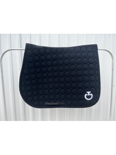 Sudadero de salto negro con bordado circular y el logotipo en blanco para caballo y pony Circle Quilted - Cavalleria Toscana