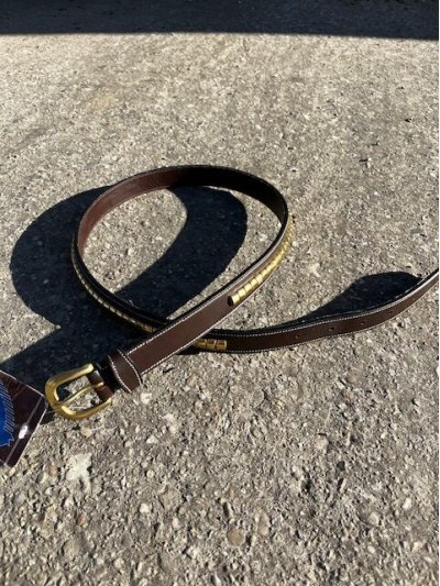 Ceinture en cuir marron avec détails dorés pour femme - Horse In