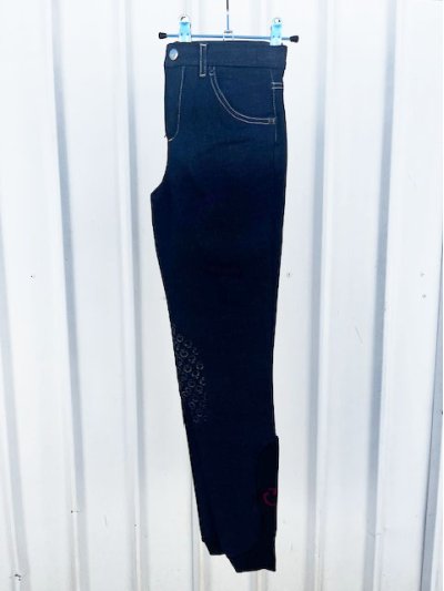 Pantalons denim foncé avec poches (grip aux genoux) junior unisexe - Cavalleria Toscana