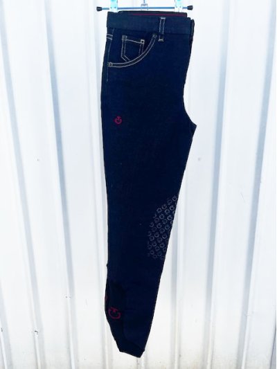 Pantalons d'équitation en denim foncé (grip aux genoux) junior unisexe - Cavalleria Toscana