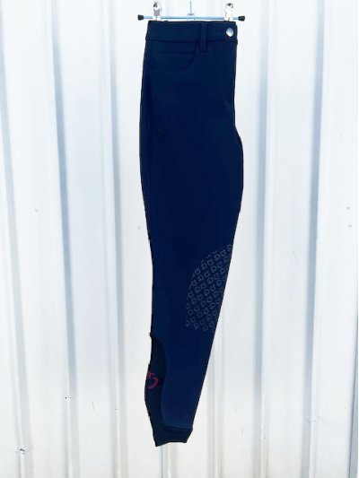 Pantalones azul ahumado con bolsillos (grip rodilla) y el logo negro para niña - Cavalleria Toscana