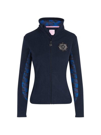 Veste en laine bleu marine avec écusson sur le devant et maille de camouflage bleu aux épaules pour femme modèle Buddy - Imperial Riding