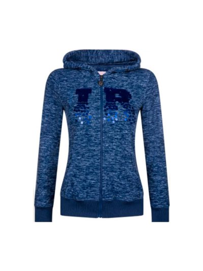 Veste en laine bleu avec capuche et paillettes sur le devant pour femme modèle Super chill - Imperial Riding