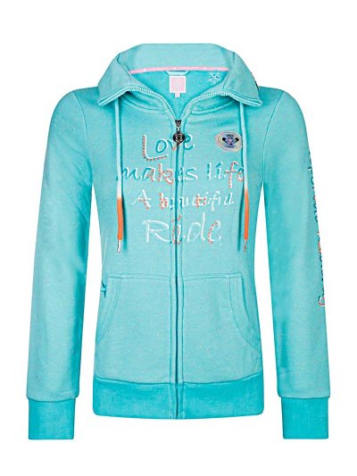 Sweat zippé turquoise et orange pour fille - Paradiso - Imperial Riding