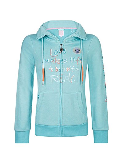 Sweat turquoise avec contrastes en orange pour femme - Paradiso - Imperial Riding