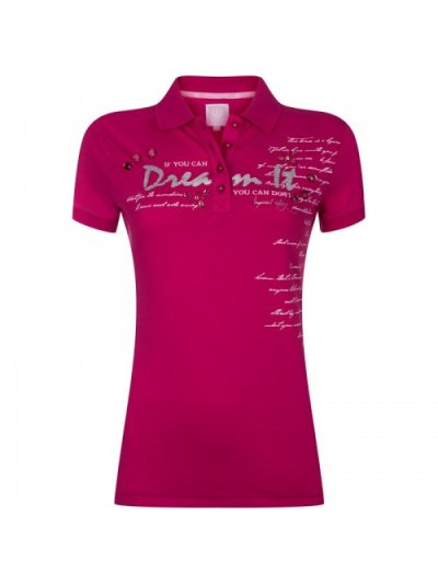 Polo fuchsia avec dessins et strass sur le devant pour femme modèle Mendel - Imperial Riding
