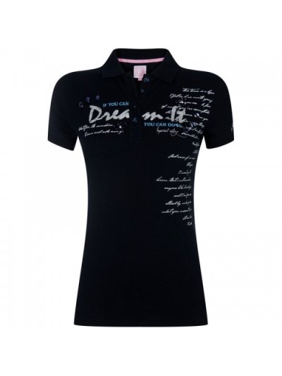 Polo bleu marine avec dessins et strass sur le devant pour femme modèle Mendel - Imperial Riding