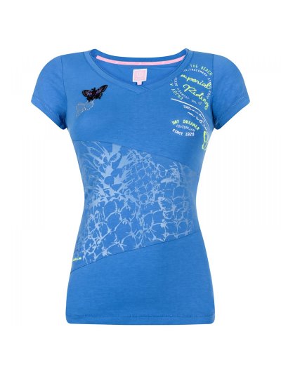 T-shirt bleu avec dessins de mariposas et textos pour femme modèle Cleo - Imperial Riding