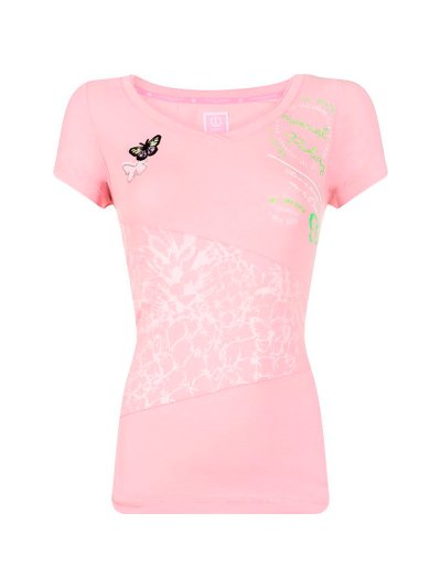 T-shirt rose avec dessins de mariposas pour femme modèle Cleo - Imperial Riding