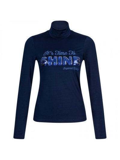 T-shirt technique d'entraînement à manches longues bleu marine à paillettes pour fille - Spotted - Imperial Riding