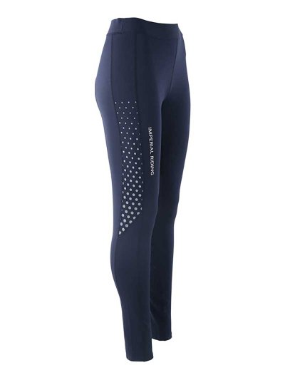 Leggings bleu marine à pois blanc (grip à fond intégral) pour femme - Runaway - Imperial Riding