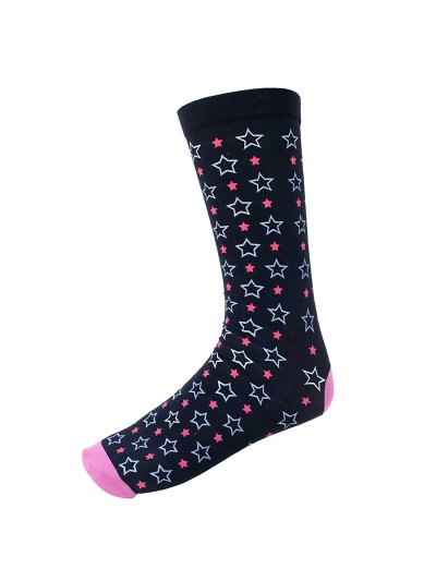Chaussettes techniques noir avec estrellas blanc et fuchsia modèle Mystic Journey - Imperial Riding