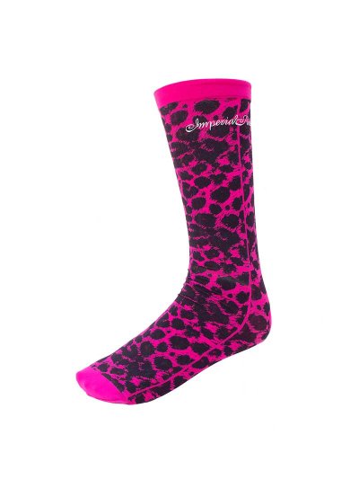 Chaussettes techniques avec imprimé imprimé animal fuchsia et noir - Imperial Riding