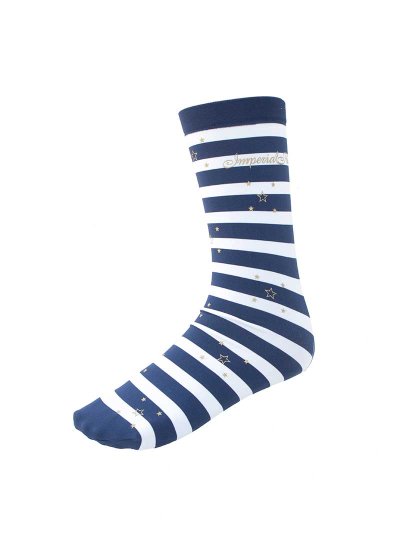 Chaussettes techniques à rayures bleu marine et blanc avec estrellas jaune modèle Mystic Journey - Imperial Riding