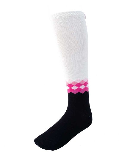 Chaussettes blanc cassé/crème et noir avec rombos rose en el tobillo modèle Criss Cross - Imperial Riding