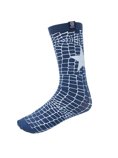 Chaussettes techniques bleu marine avec imprimé animal blanc modèle Adventure - Imperial Riding