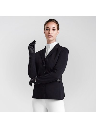 Veste de compétition noire avec col Alcantara et strass pour femme - Elvira - Kingsland Classic Master