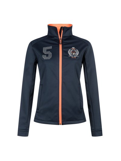 Veste courte à col haut bleu marine, orange, argentée et à strass pour fille modèle Hunter Jr - La Valencio
