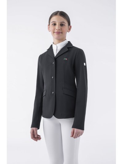 Chaqueta de concurso negra con cierre de cremallera y botones para niña Carolink - Equiline