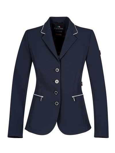 Veste de compétition bleu marine avec passepoils argentés et botones à strass pour femme - Cosima - Equiline