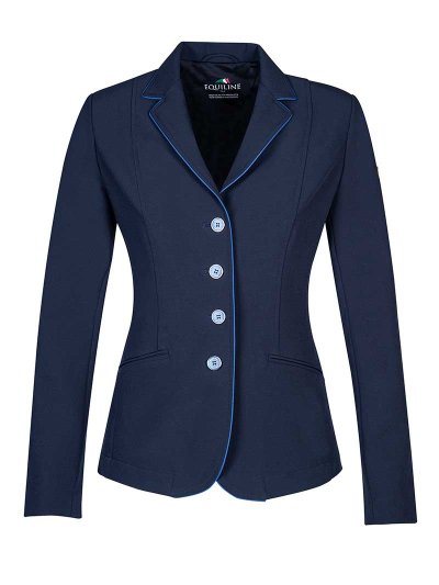 Veste de compétition très fine bleu marine avec passepoils bleu foncé pour femme - Christine - Equiline