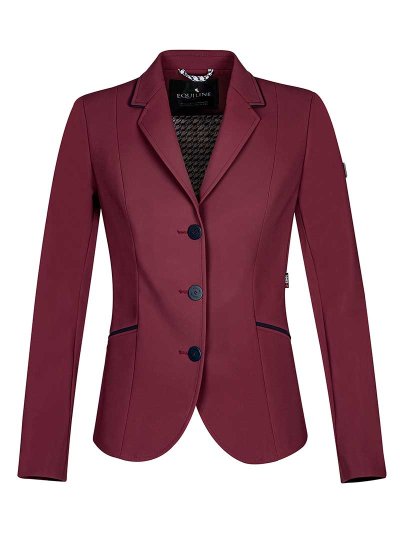 Veste de compétition bordeaux avec passepoils bleu marine pour femme - Aster - Equiline