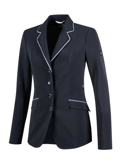 Veste de compétition bleu marine avec passepoils en tonos bleue pour femme - Elissa - Equiline