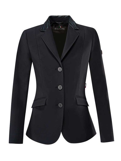 Veste de compétition noire avec col de imprimé animal pour femme - Aida - Equiline
