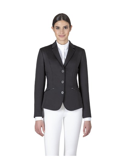 Americana de competición negra con los laterales y la espalda de tejido elastico deportivo para mujer - Celloc - Equiline