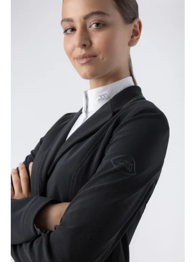 Chaqueta de competición perforada negra con cristales para mujer EQGARCIA - Equiline - imagen 2