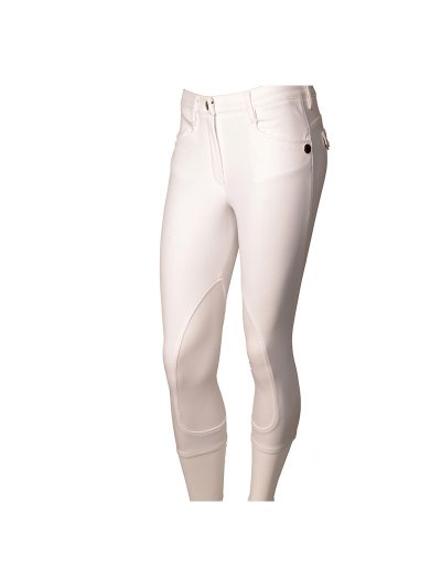 Pantalons avec grip aux genoux blanc pour femme modèle Montebello de Manfredi