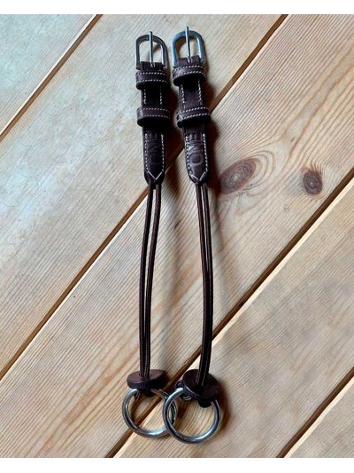 Paire de carrilleras pour elevador en cuir et nylon marron foncé pour poney - Colección ONE - JUMP IN
