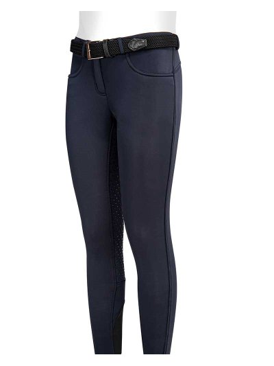 Pantalons d'hiver bleu marine à paillettes (grip à fond intégral) pour fille - Ariel - Equiline