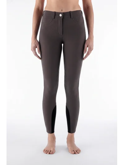 Pantalon d'équitation marron foncé (Coffee Bean) taille standard à basanes pour femme EQCORNEK - Equiline
