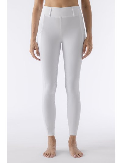 Mallas competicion blancas con bolsillo lateral (full grip) para mujer-Carbef- Equiline