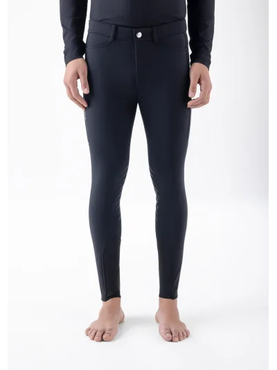 Pantalon d'équitation d'hiver bleu marine à basanes pour homme EQCHERAK - Equiline