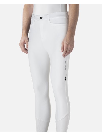 Pantalones blancos de competicion (grip rodilla)  con bolsillo lateral para hombre - Celu - Equiline