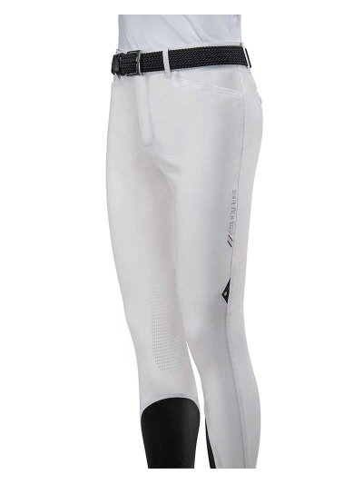 Pantalons de compétition blanc (grip aux genoux) pour homme - Equiline