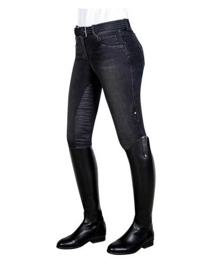 Pantalons denim noir (grip genou et cuisse) pour femme - Giorgia - Equiline