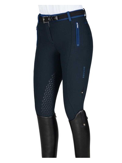 Pantalons bleu marine et eléctrico (grip genou et cuisse) pour femme - Asmira - Equiline