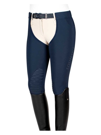 Chaparreras bleu marine (grip aux genoux) pour femme - Dalia - Equiline