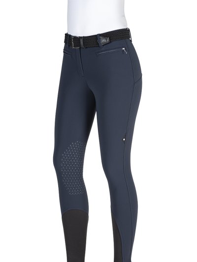 Pantalones de montar a caballo azul marino (grip rodilla) para mujer - Alog - Equiline