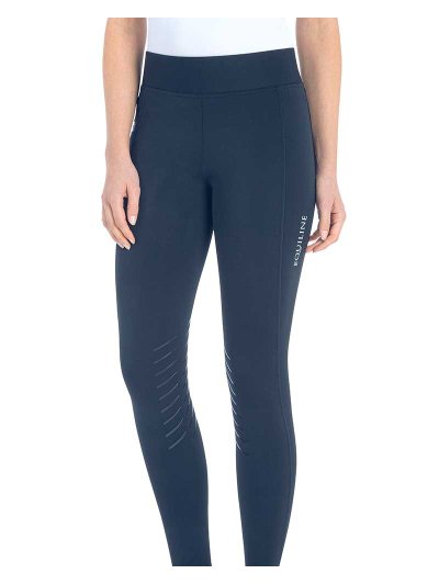 Leggings d'équitation bleu marine (grip aux genoux) pour femme - Carolac/Chrolac - Equiline
