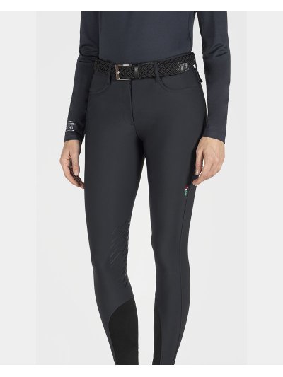 Pantalones de montar a caballo negros (grip rodilla) para mujer - Corner - Equiline