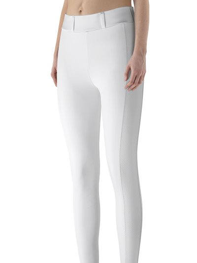 Mallas blancas para competir con bolsillo lateral para movil (grip rodilla ) para mujer-Ceberkh- Equiline