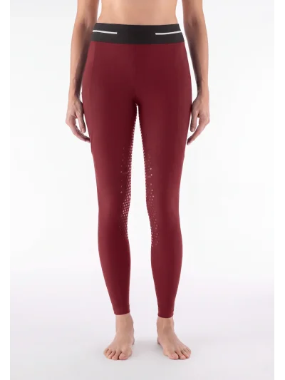 Legging d'équitation rouge (Alpine Plum) à fond intégral pour femme EQCLIVEF - Equiline