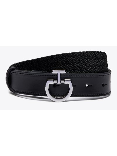 Cinturón para mujer color negro trenzado y elástico con cierre metalico con el logotipo - Cavalleria Toscana