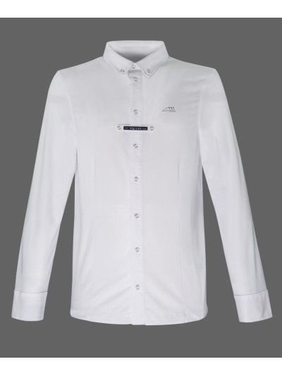 Chemise de compétition à manches longues pour homme modèle Lauris blanc - Equiline