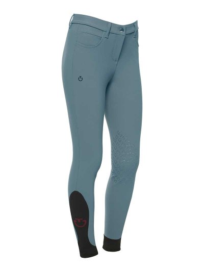 Pantalons gris bleuté avec poches (grip aux genoux) pour fille - Cavalleria Toscana